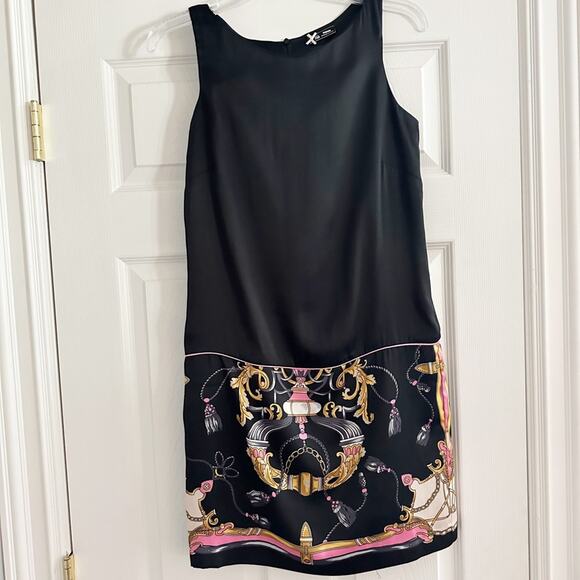 SINEQUANONE Paris Black Pink Floral Sleeveless Sheath Dress Retro Classic - Picture 8 of 12